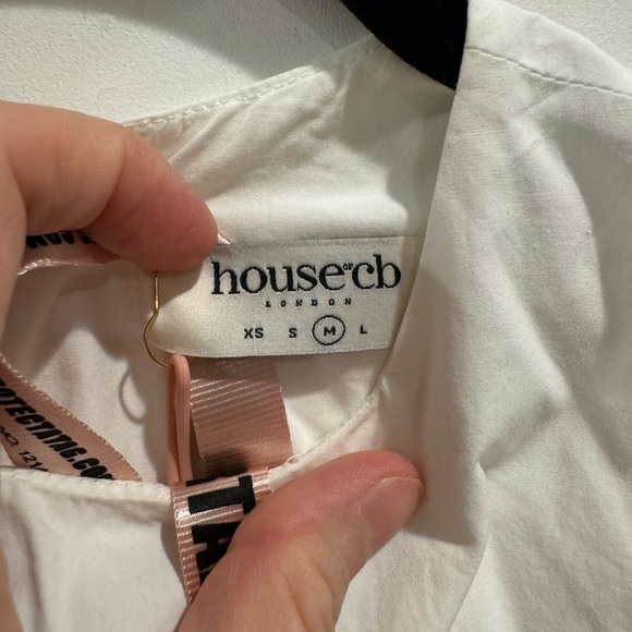 NWT House of CB Claretta white pleated cotton mini dress - Picture 5 of 10